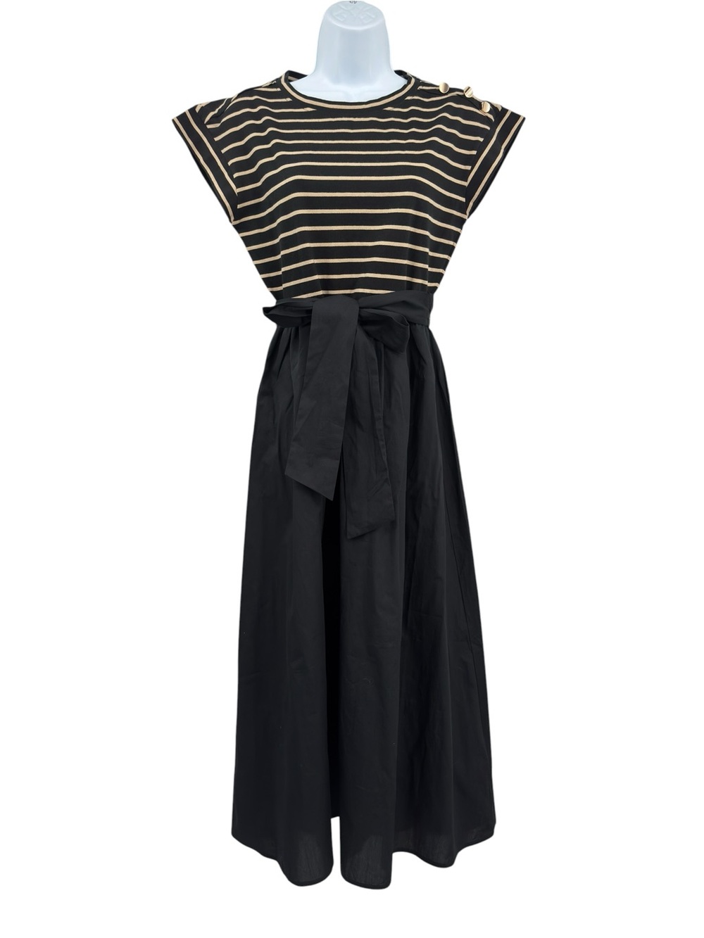 J. Crew Factory Button-Shoulder Tie-Waist Knit Mixy Midi Dress Size XS